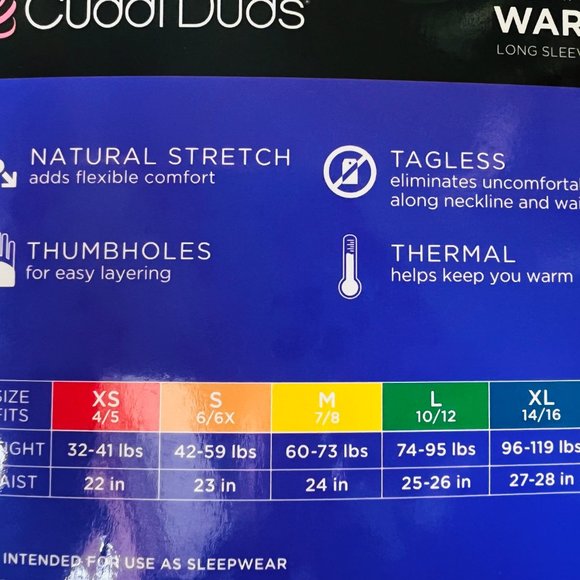 CUDDL DUDS Girls 2 Piece Thermal Set Long Sleeve Crew & Leggings NWT Size XS - Picture 7 of 7